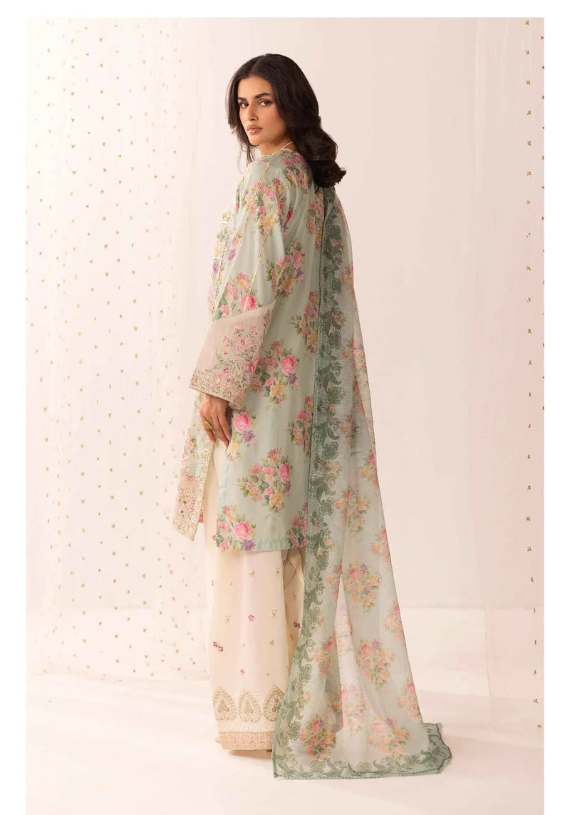 Ethnic Eid Edit Barocia Silk Mint 3 Piece Suit